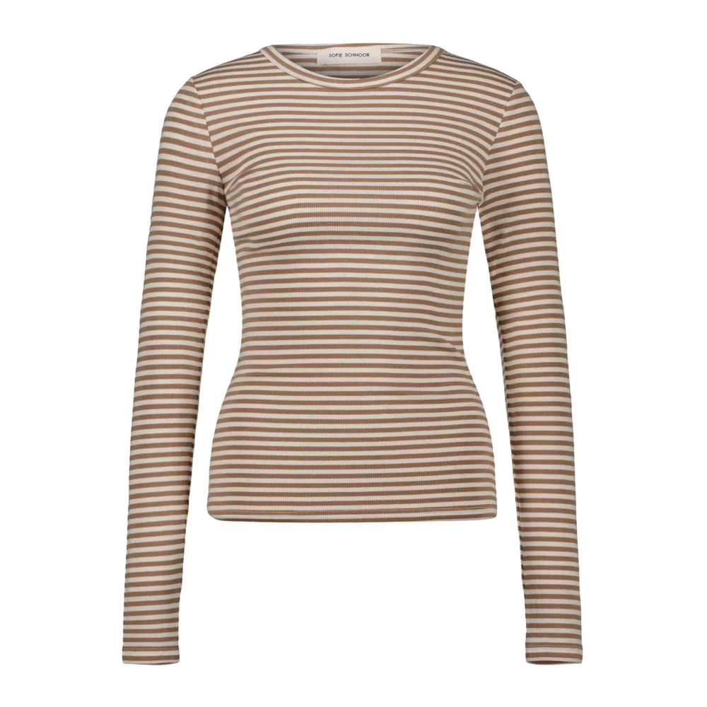 Sofie Schnoor Beige Long Sleeve T-Shirts, Female, Xs, Striped Long Sleeve T-Shirt