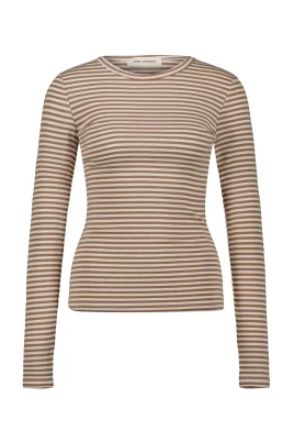 Beige Randig Långärmad T-shirt