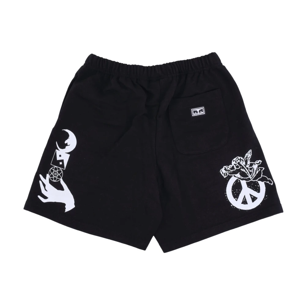 Obey Zwarte Sweatshorts Trainingspak Broek Lichtgewicht Black Heren