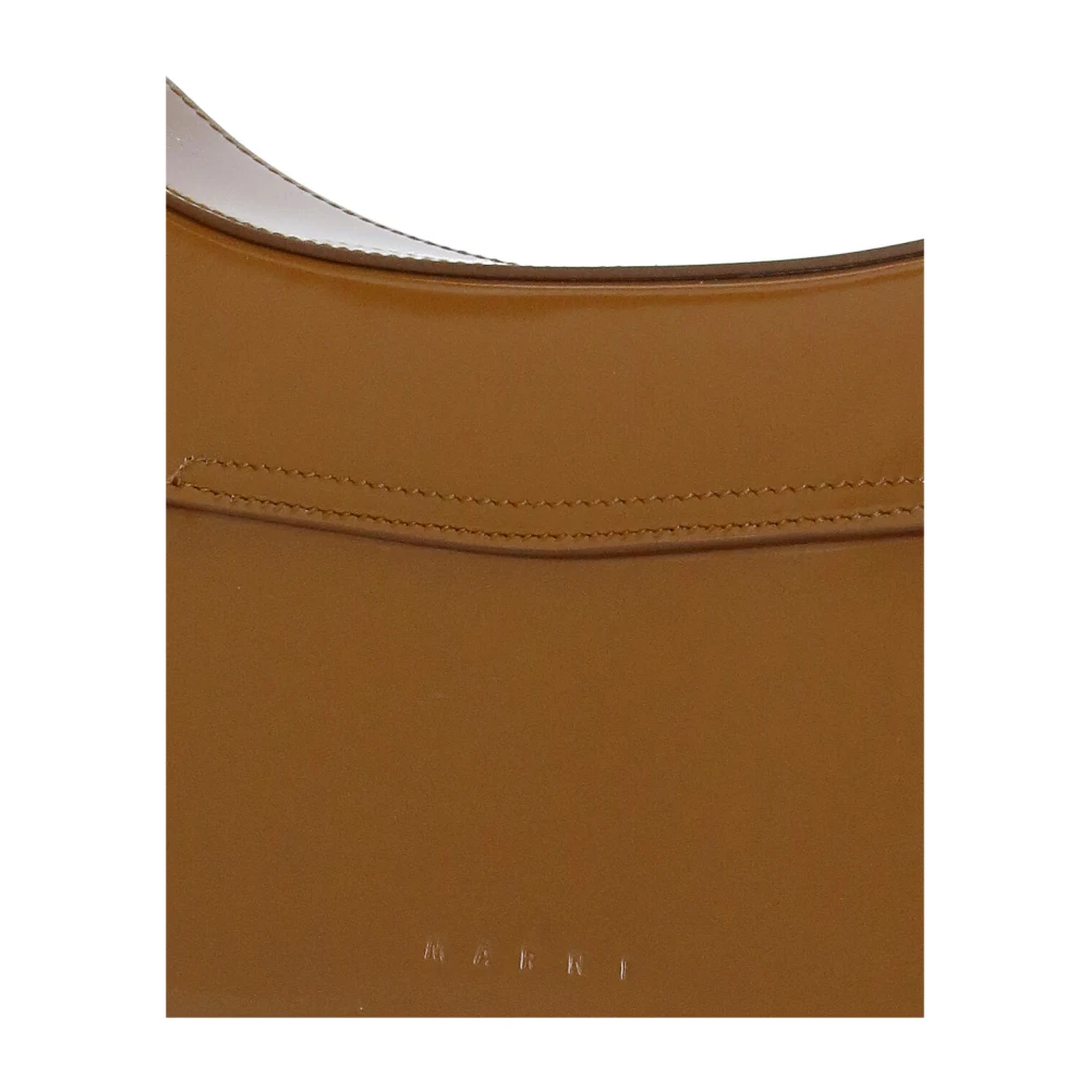 Marni Bruine Leren Dames Tas Drukknoopsluiting Brown Dames