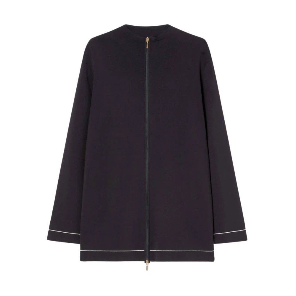 Marina Rinaldi Navy Zip Cardigan Elegant Stijl Blue Dames