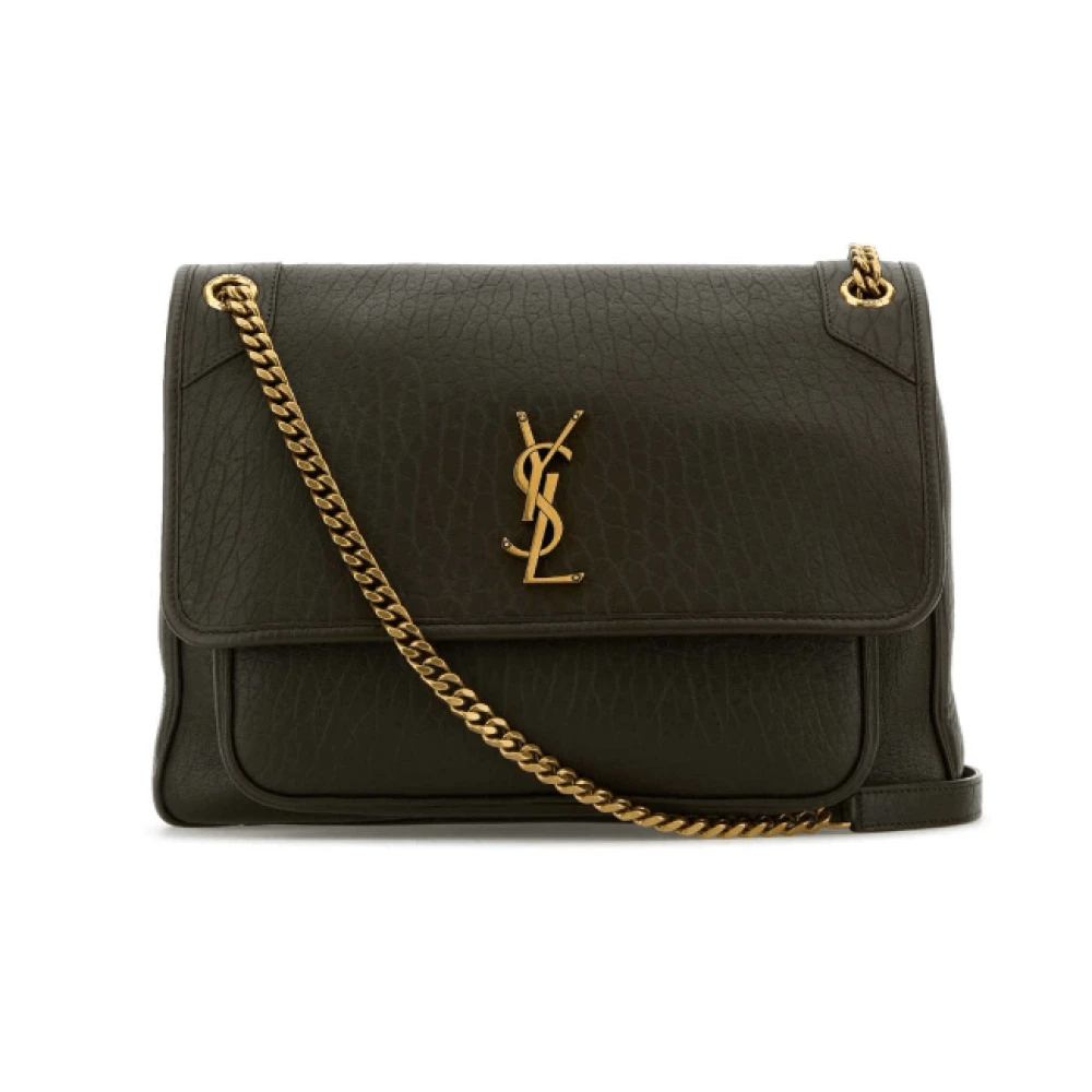 Saint Laurent Groene Leren Schoudertas met Ketting Green Dames