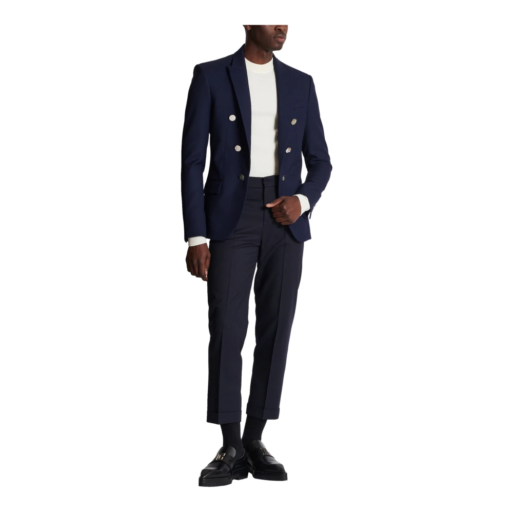Balmain Twill 6-knoops jasje Blue Heren