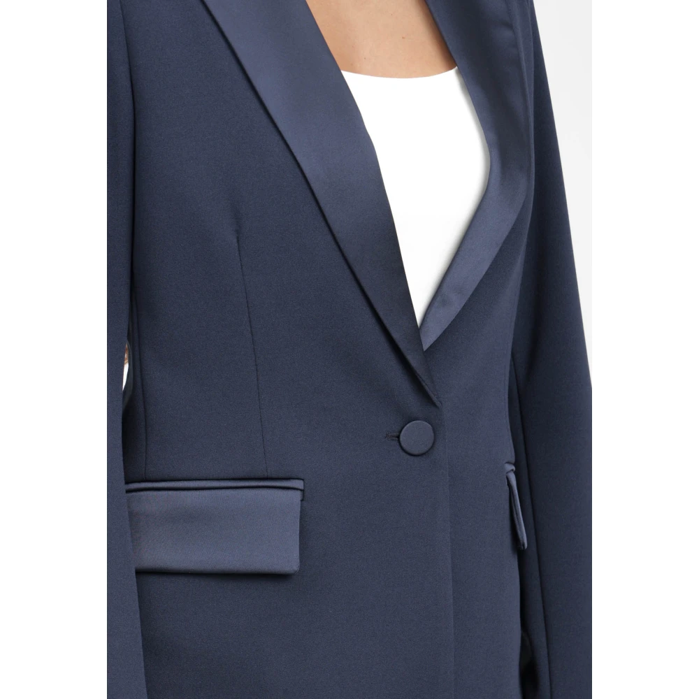 ViCOLO Blauwe Single-Breasted Jas Elegante Klassieke Stijl Blue Dames