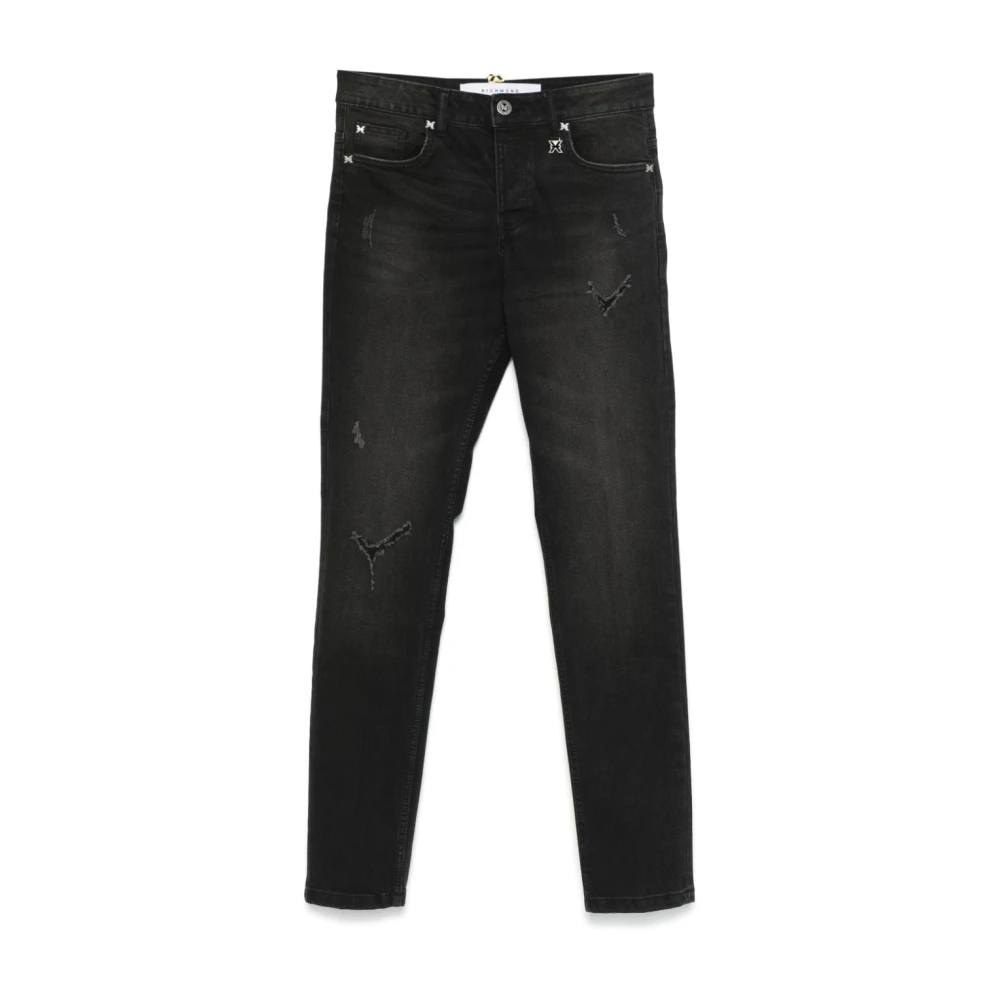 John Richmond Zwarte Slim Fit Denim Jeans Black Heren