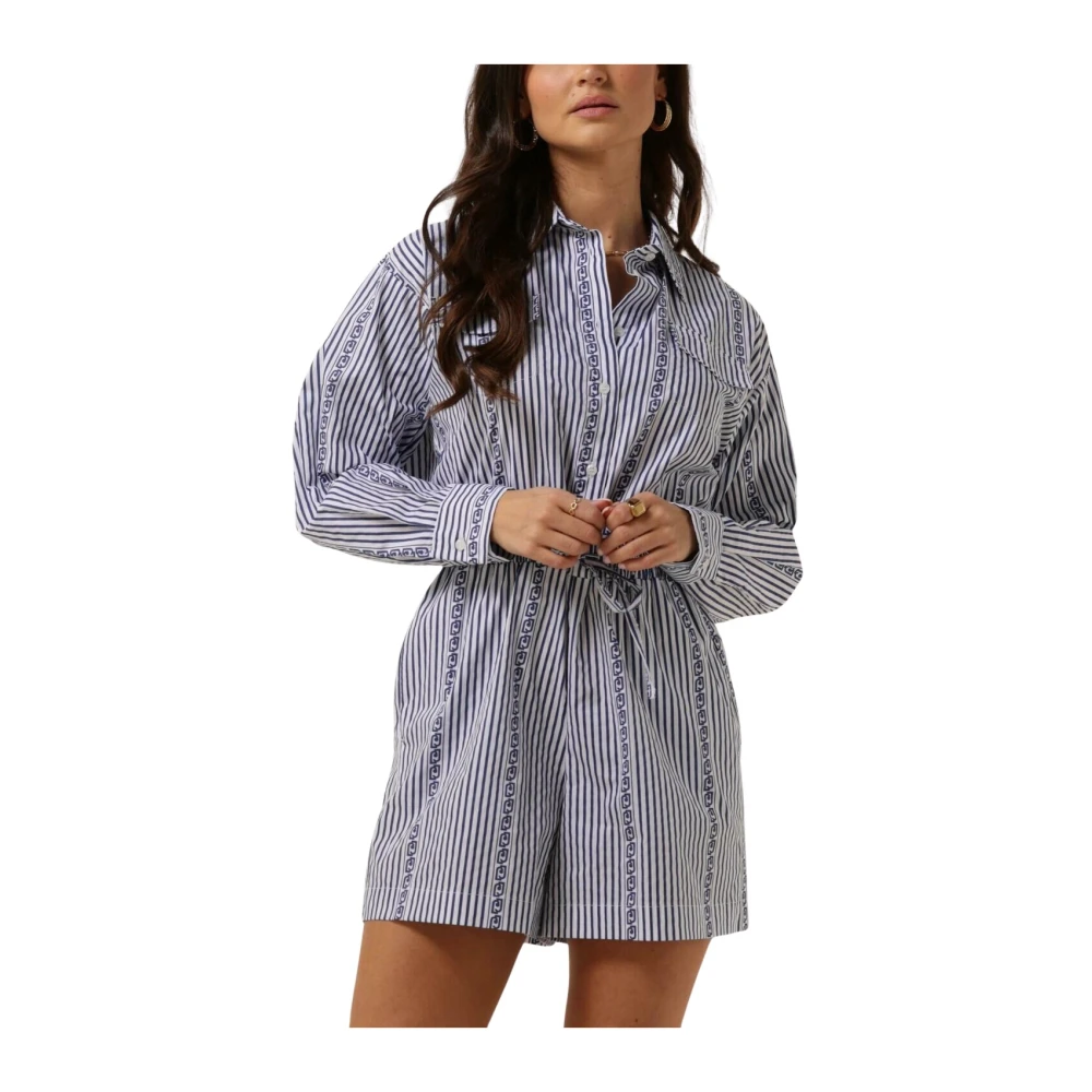 Liu Jo Gestreepte Jumpsuit voor Zomerse Stijl Blue Dames