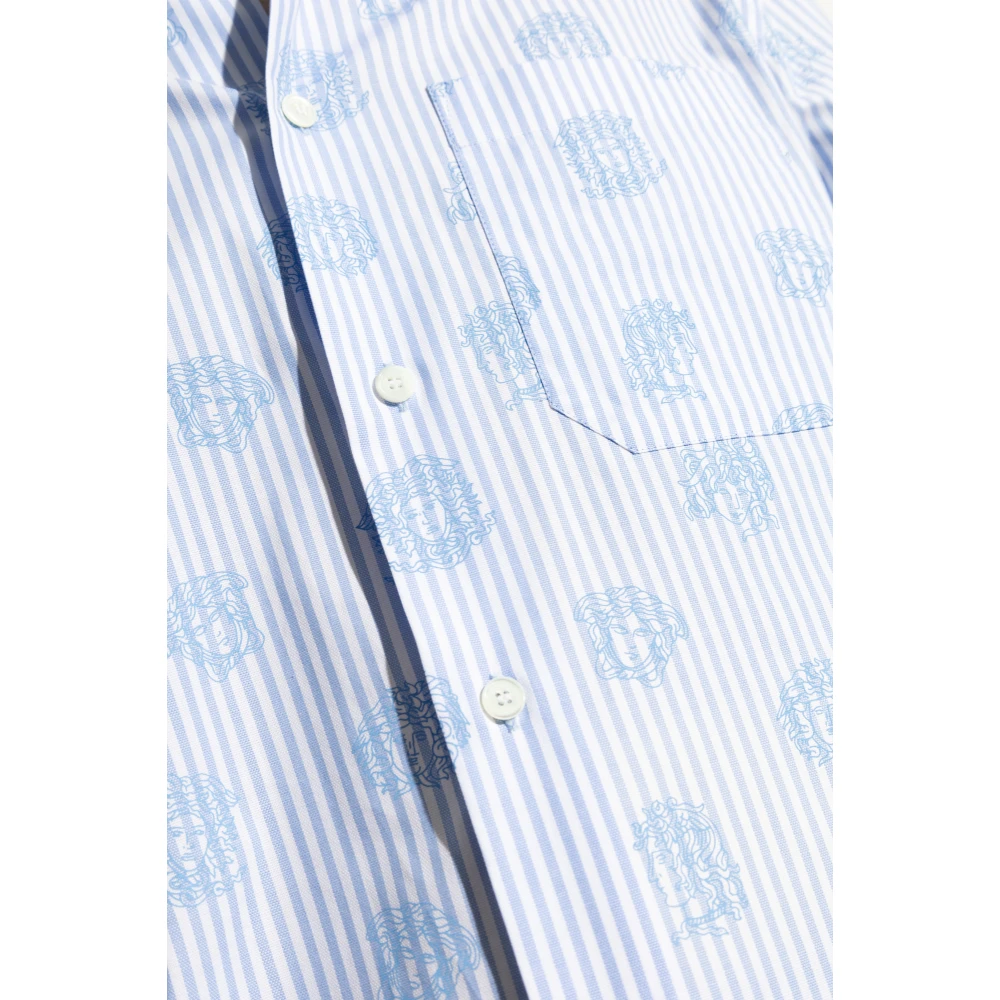 Versace Gestreept overhemd Blue Heren