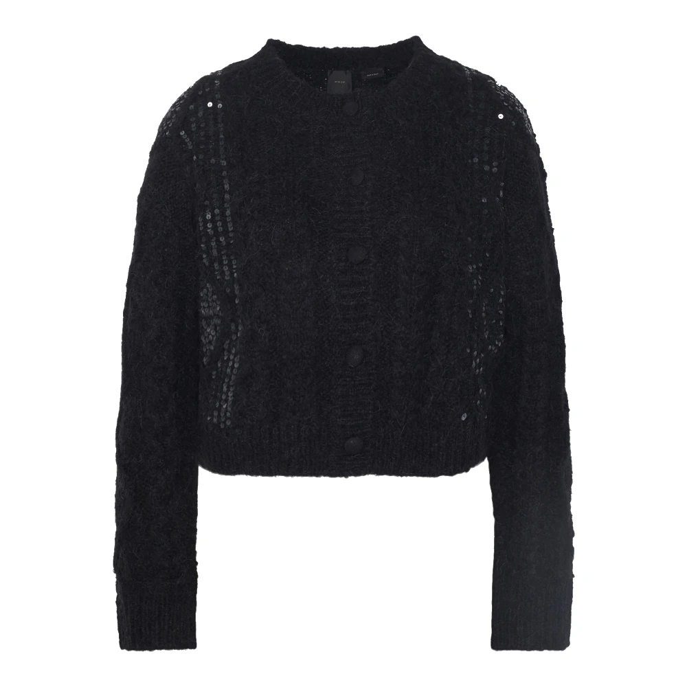 pinko Zwarte Boar Trui met Paillettenborduursel Black Dames