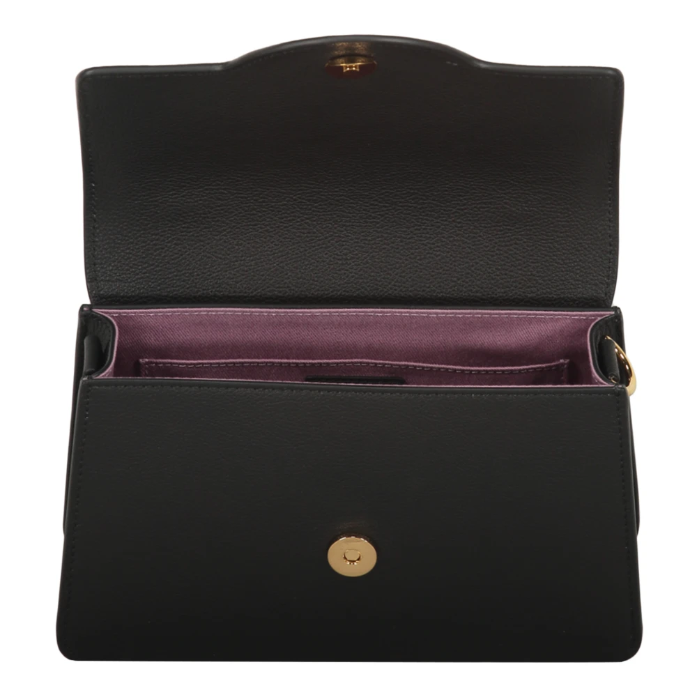 Versace Mini Leren Tas met Push-Lock Sluiting Black Dames