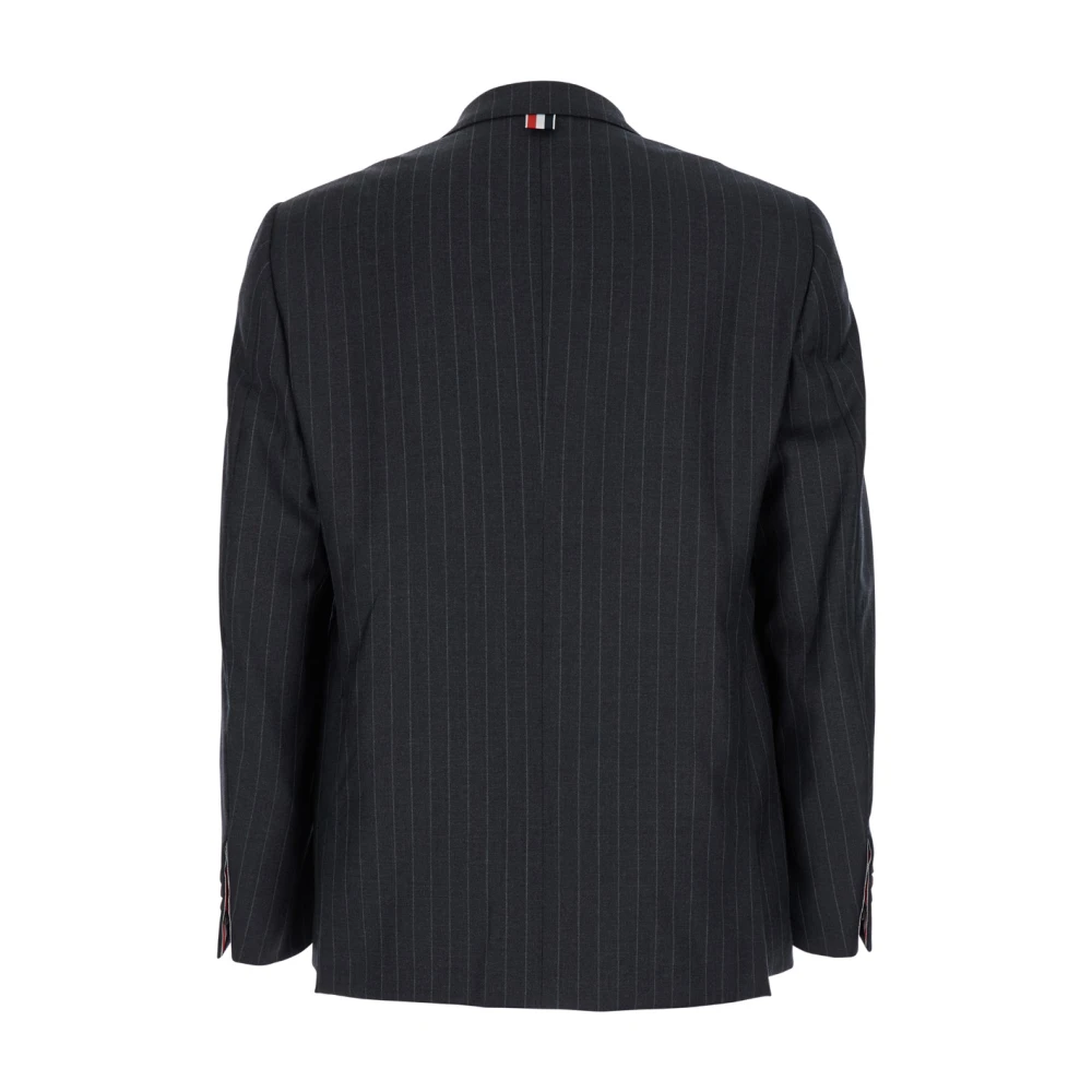 Thom Browne Grijze Pinstripe Wollen Jas Man Gray Heren