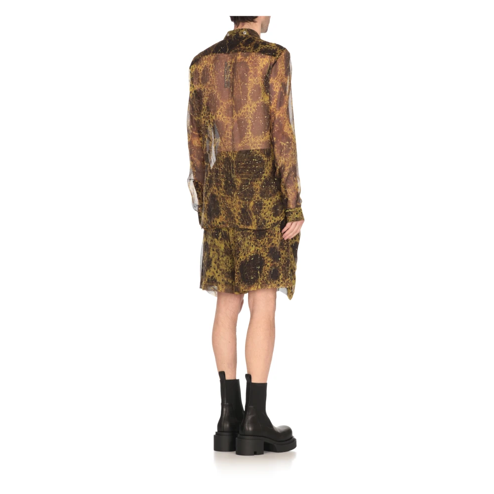 Rick Owens Groene Zijden V-Hals Shirt Mannen Green Heren