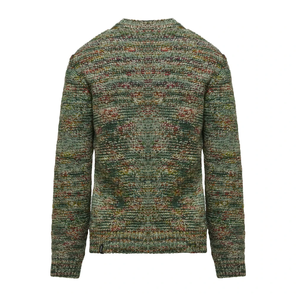 BomBoogie Multicolor Crew-neck Sweater met Vlecht Patroon Green Heren