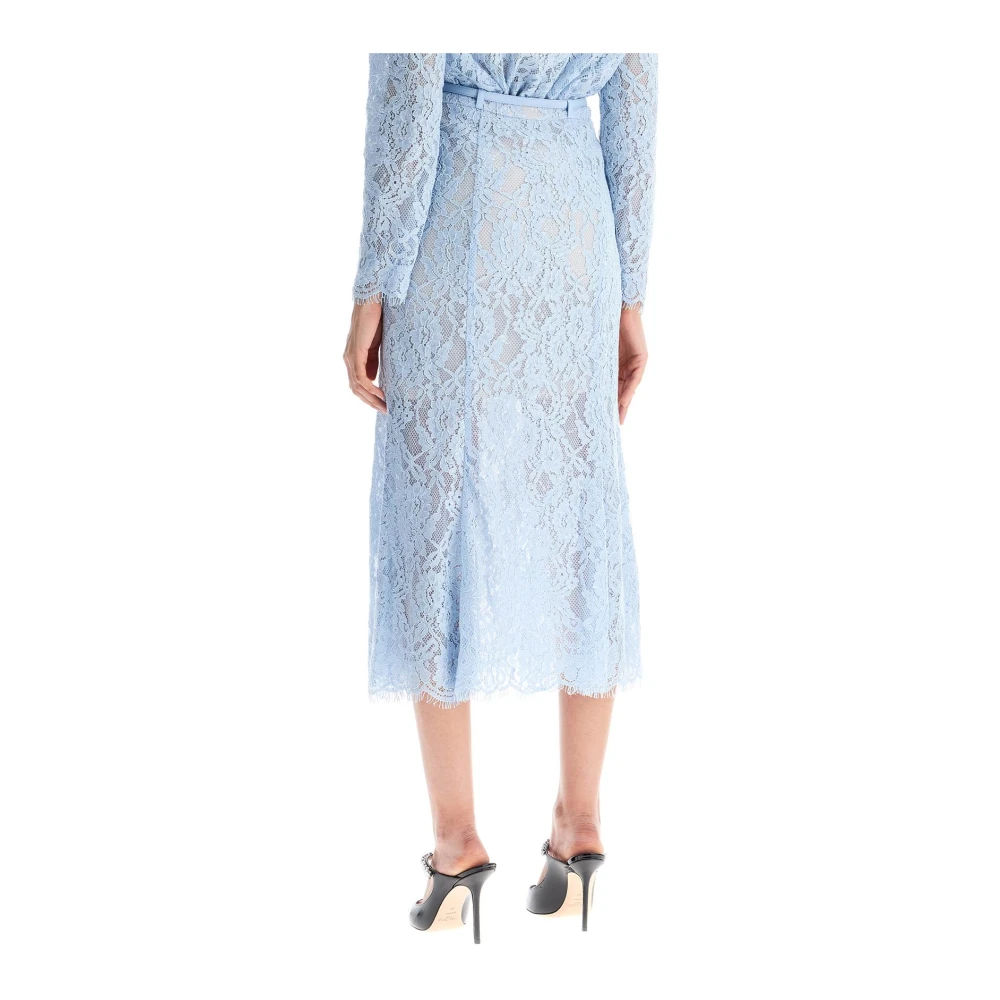 Self Portrait Gebloemde kanten midi-rok met pailletten Blue Dames