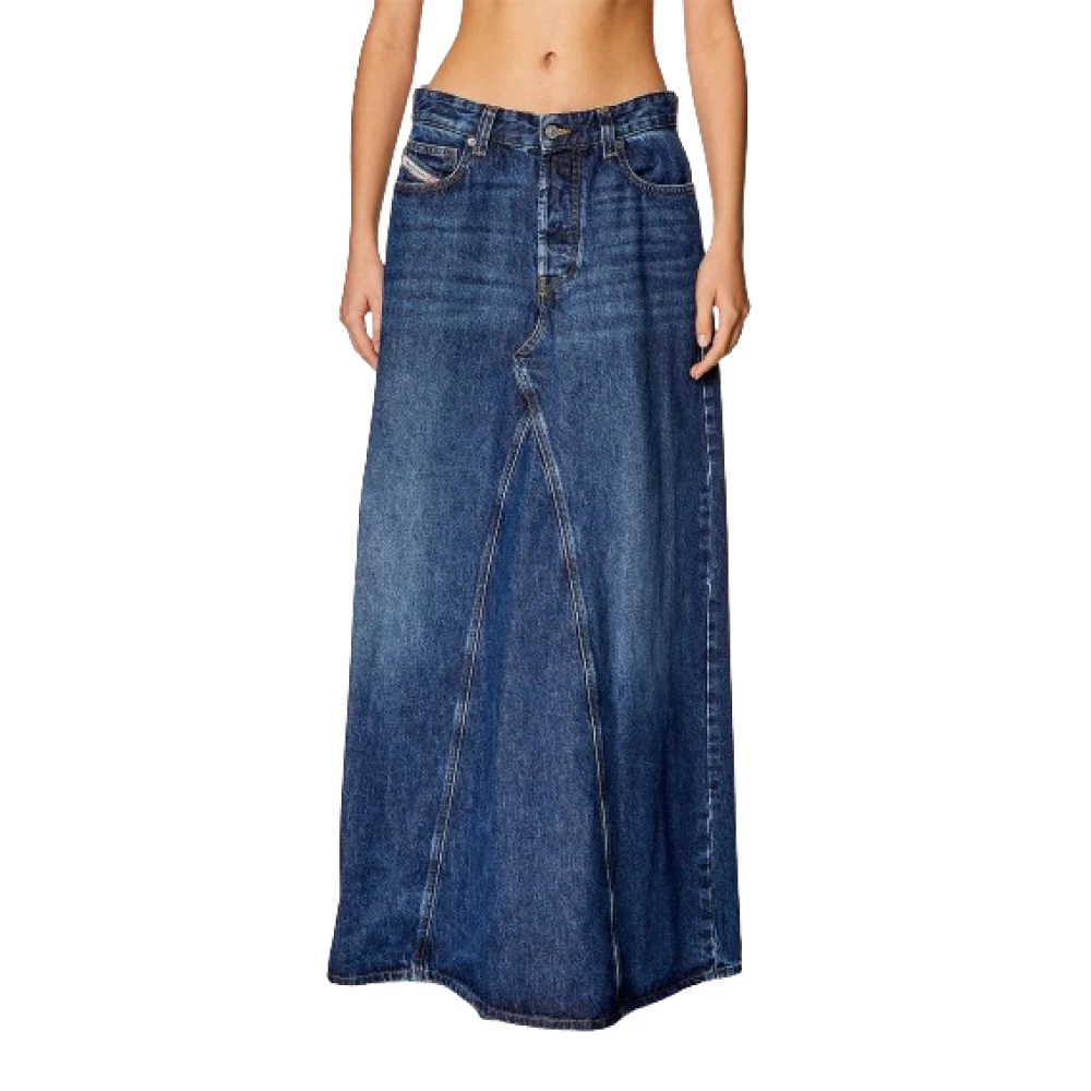 Diesel Klok-vormige Hoge Taille Rok Knoopsluiting Blue Dames