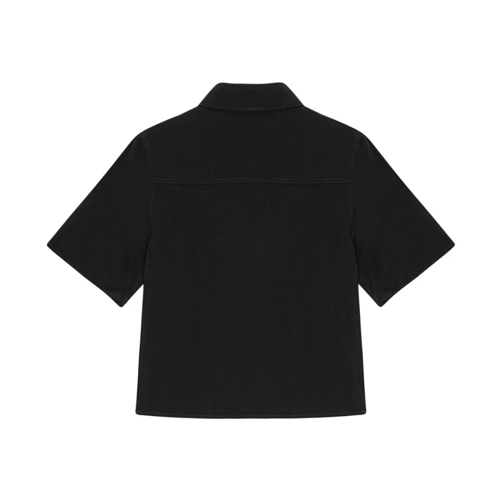 Ganni Zwarte Bloemen Glitter Motorbloes Black Dames
