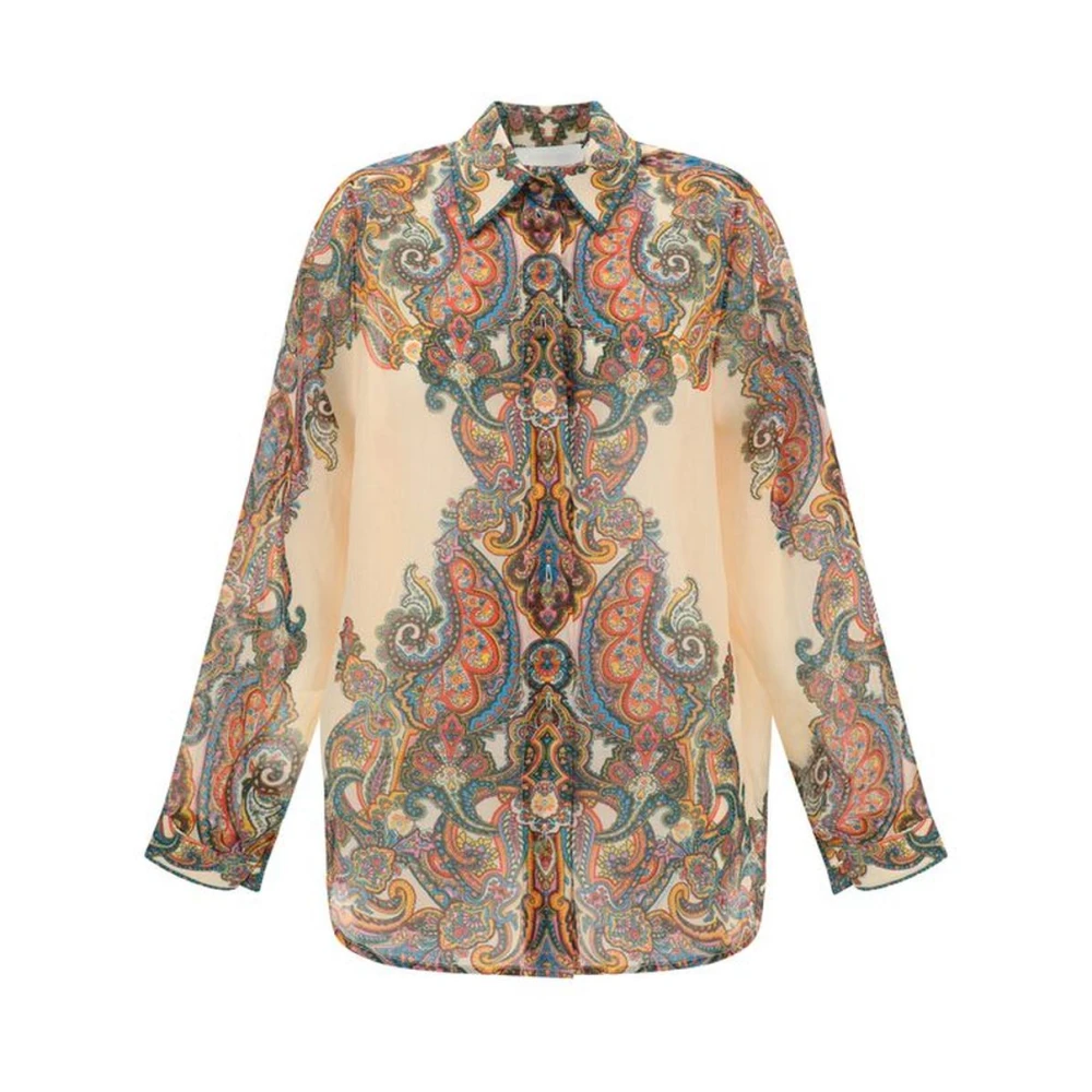Zimmermann Paisley Patroon Juweelknoop Shirt Multicolor Dames