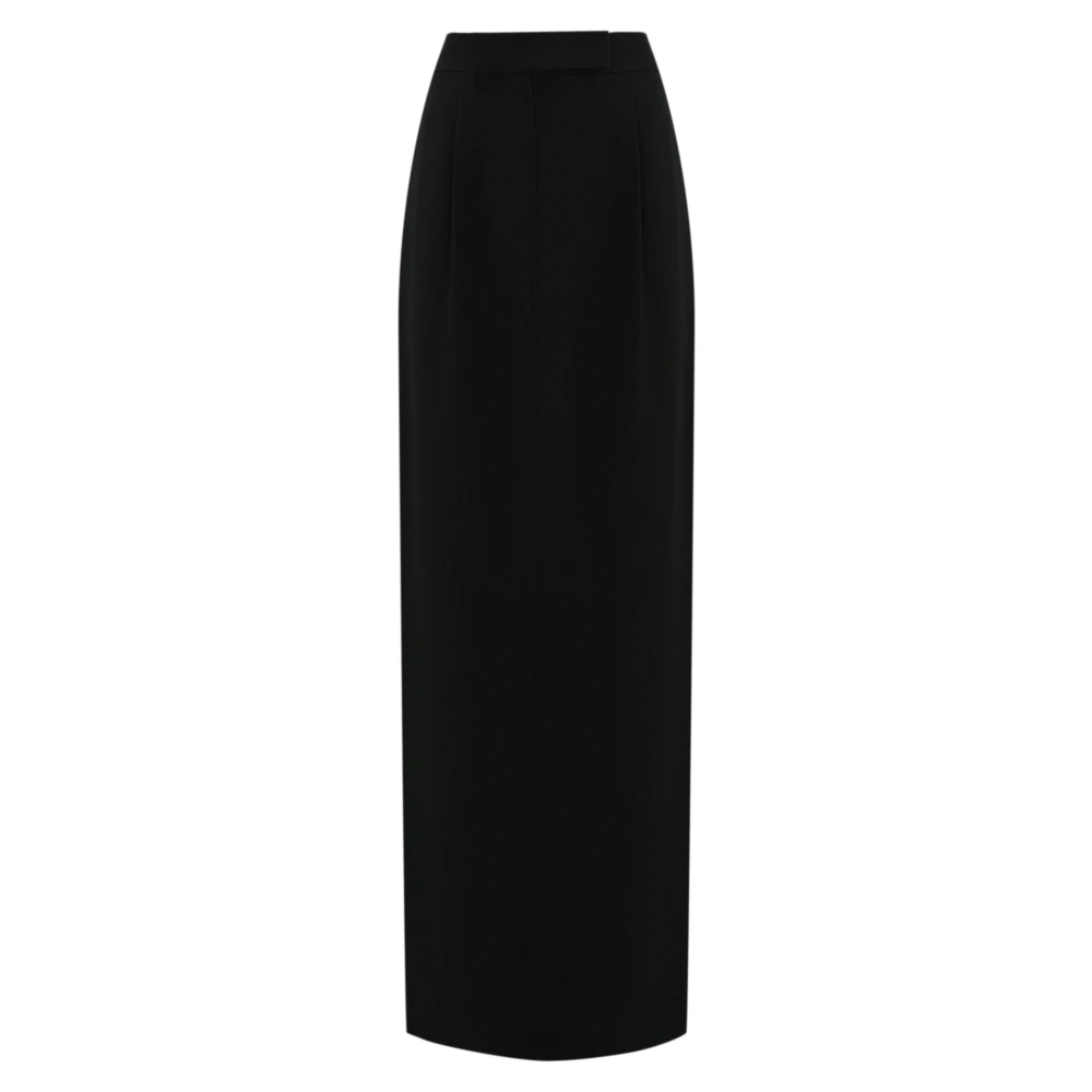 Max Mara Studio Zwarte Lange Rok Hoge Taille Rechte Pasvorm Black Dames