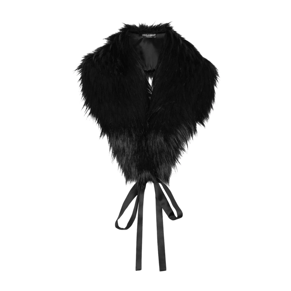 Dolce & Gabbana Zwart lintsluiting imitatiebont sjaal Black Dames