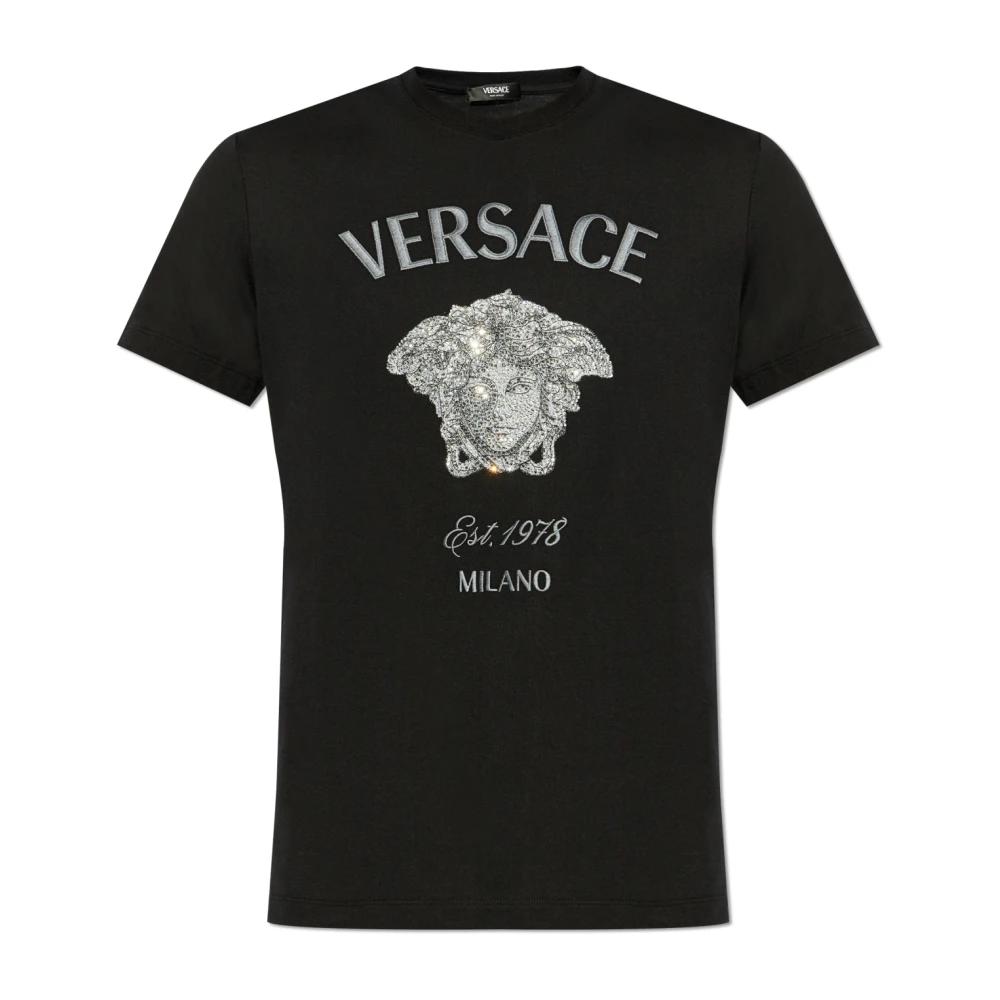 Versace T-shirt met Medusa-hoofd Black Heren