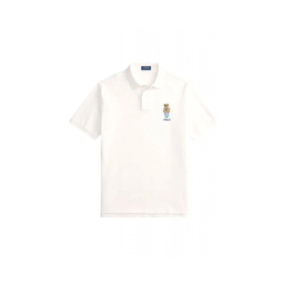 Ralph Lauren Men's White Bear Embroidered Polo Shirt - S - Tops