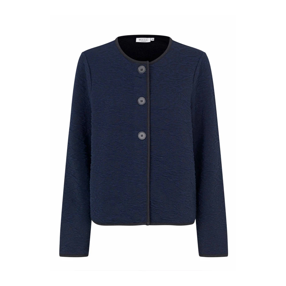 Masai Korte Navy Jersey Jas Majuanta Stijl Blue Dames