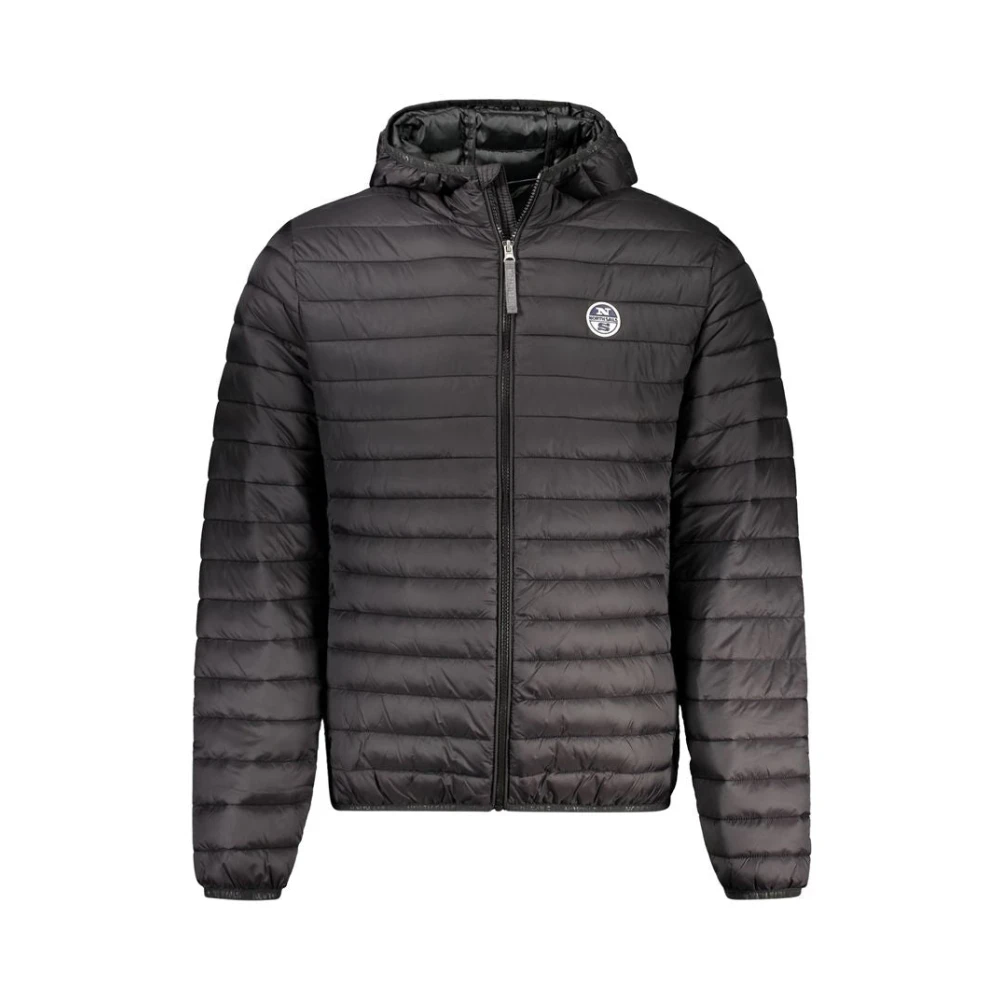 North Sails Black Polyamide Hooded Jacket With Zipper - Male - Winter Jackets - 2XL - Jackets