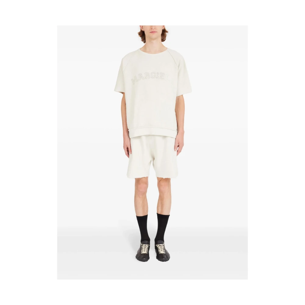 Maison Margiela Witte Katoenen Logo Geborduurde Sweatshirt White Heren