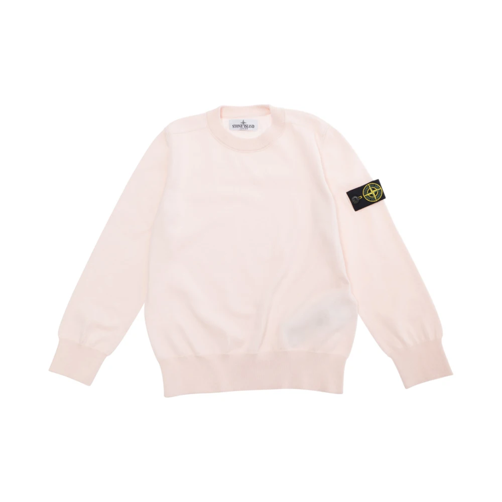 Stone Island Rosa Logo Patch Tröja Bomull Pojke Pink, Pojke