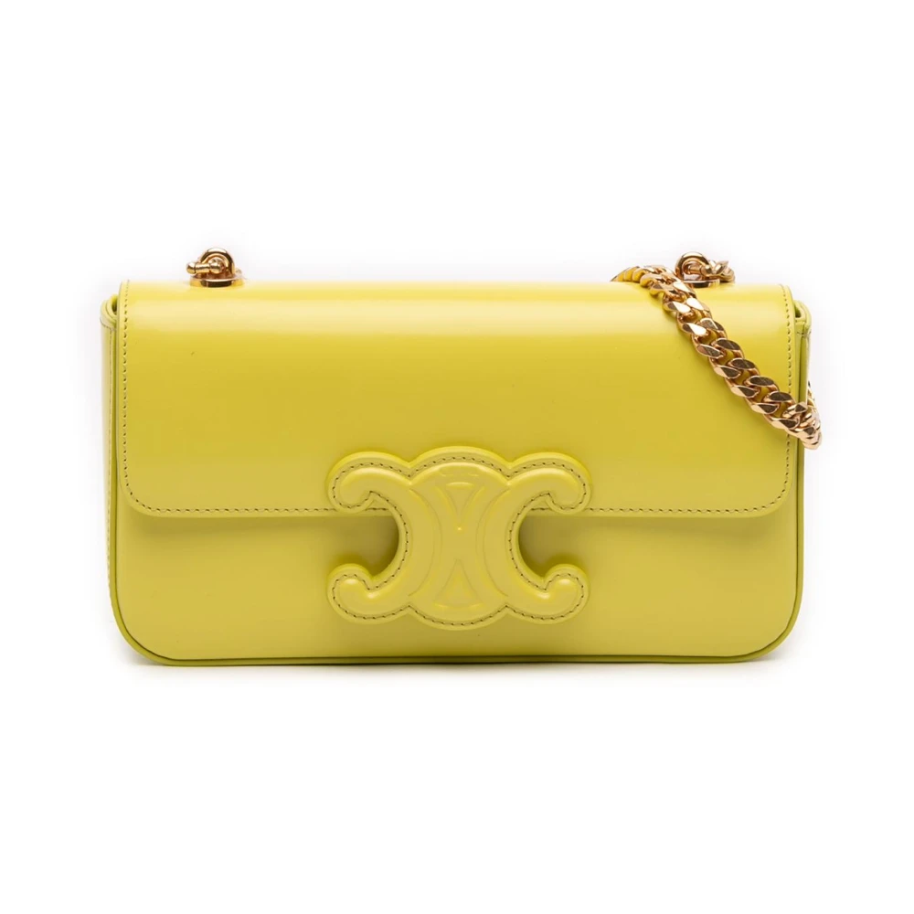 Celine Vintage Women's Yellow Pre-Owned Chain Shoulder Bag
