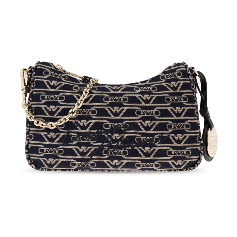 Emporio Armani Schoudertas met geborduurd logo Black Dames