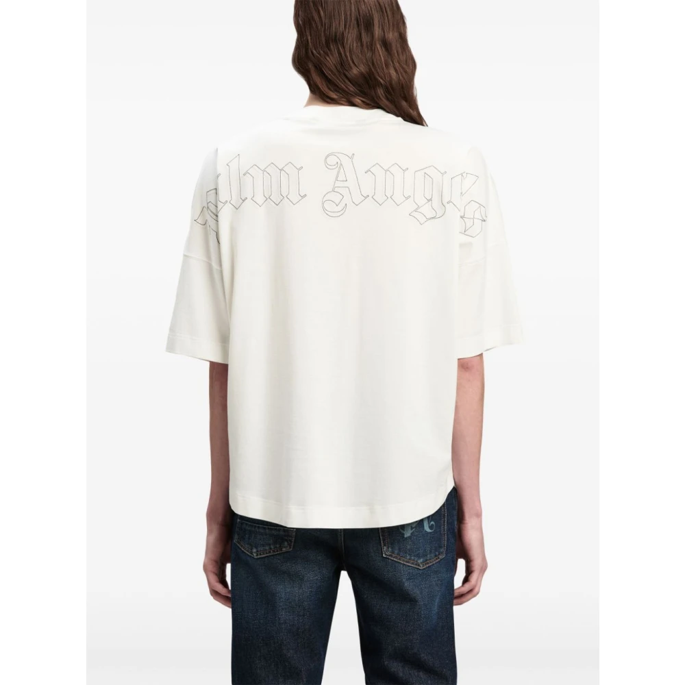 Palm Angels Witte T-shirts Polos voor mannen White Heren