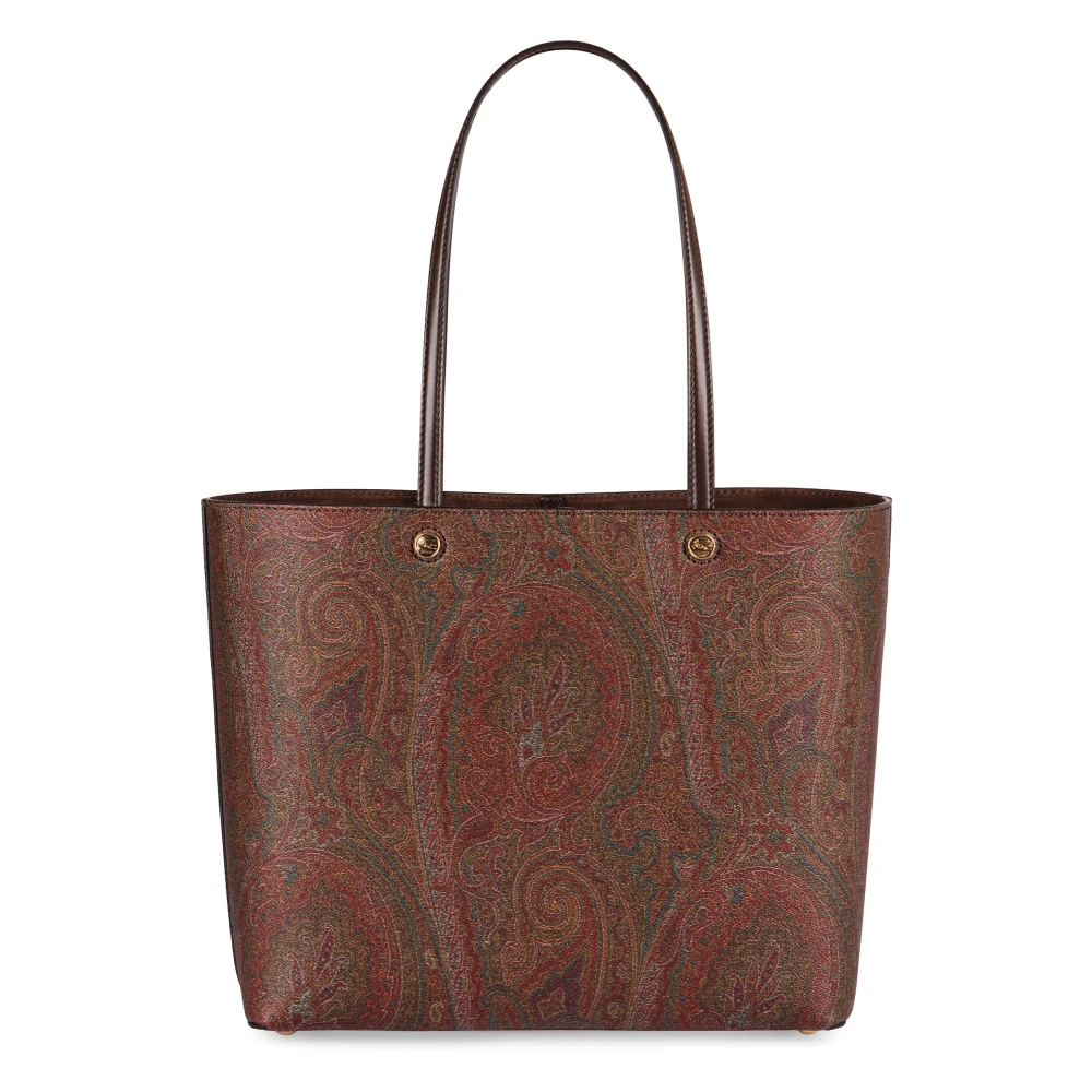 ETRO Paisley Jacquard Tote met leren handvatten Brown Dames