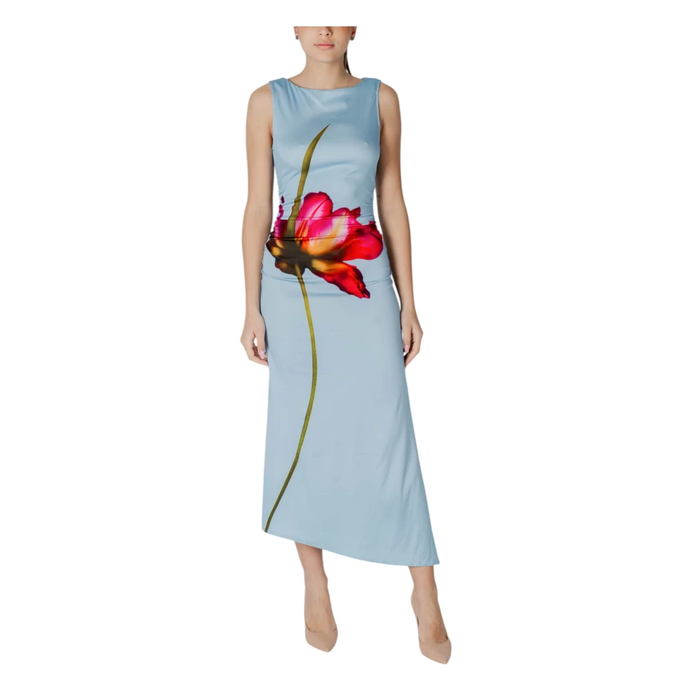 Desigual Women's Blue Floral Boat Neck Dress