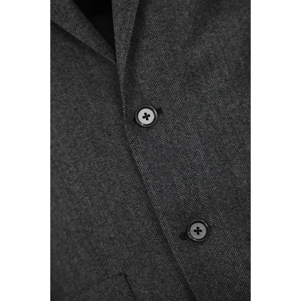Corneliani Grijze Wol Herringbone Jas Gray Heren