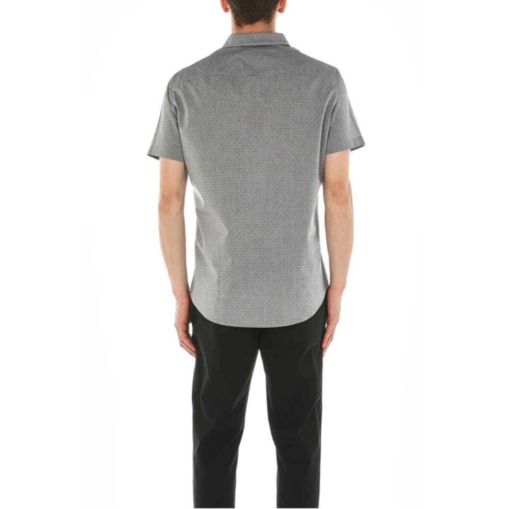 Armani Exchange Grijze korte mouw overhemd micro patroon Gray Heren