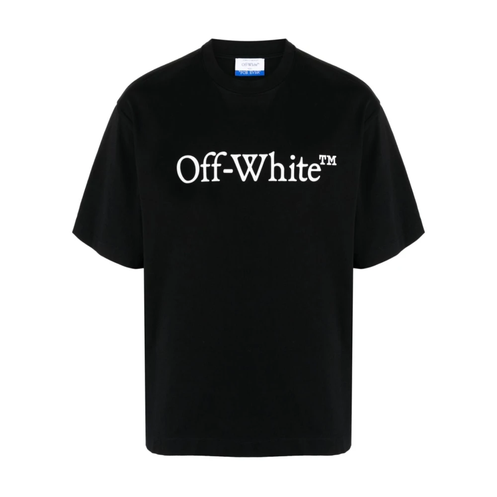 Off White Zwart Logo Print Crew Neck T-shirts Black Heren