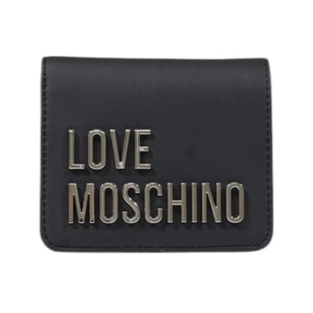 Love Moschino Compacte Polyurethaan Portemonnee voor Vrouwen Black Dames