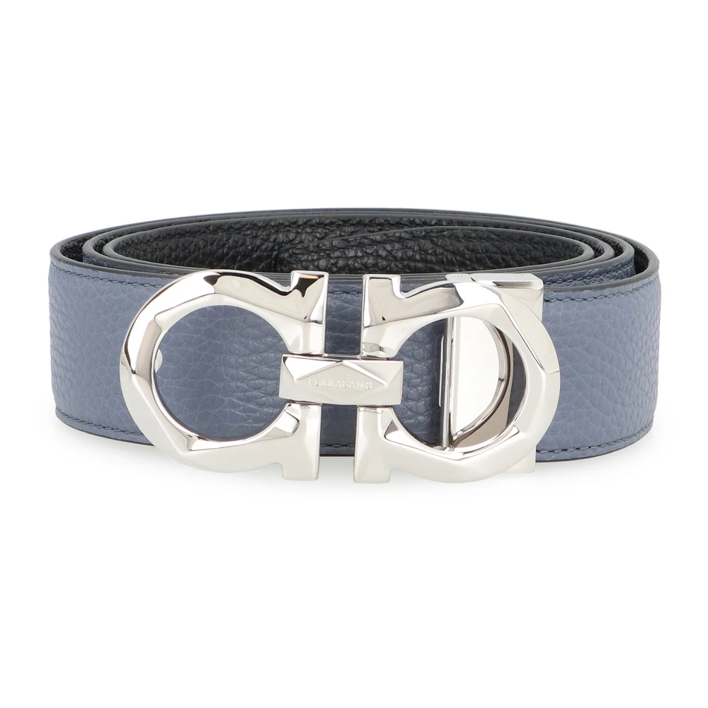 Ferragamo Men's Purple Gancini Reversible Leather Belt