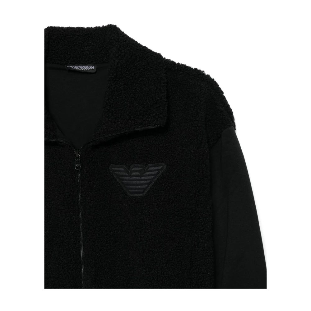 Emporio Armani Zwarte Zip Sweater met Zakken Black Dames