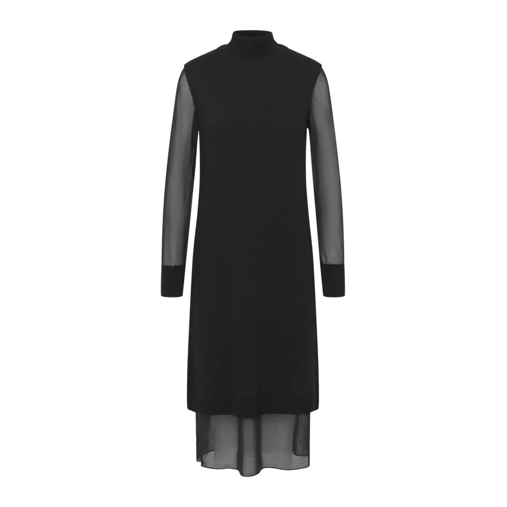 Bugatti Stijlvolle Mesh Jurk met Tule Overlay Black Dames