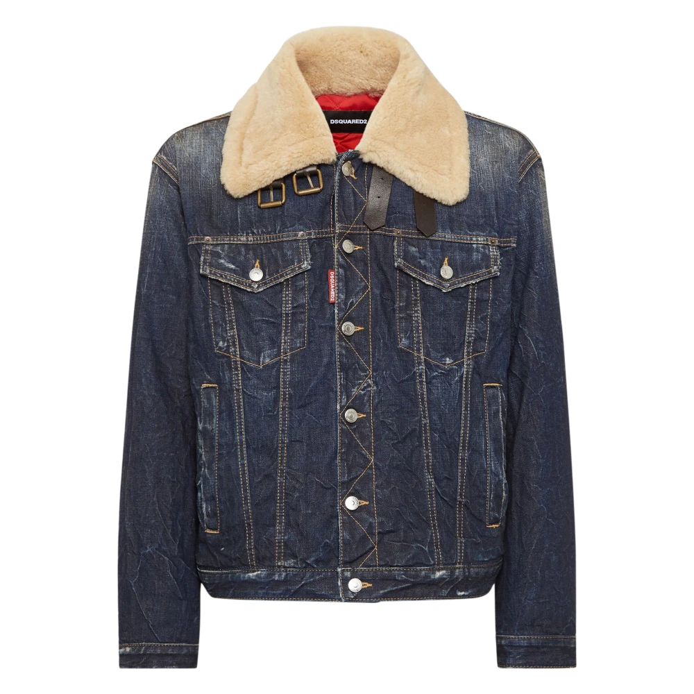 Dsquared2 Men's Blue Denim Jackets, L, Denim Aviator Jacket