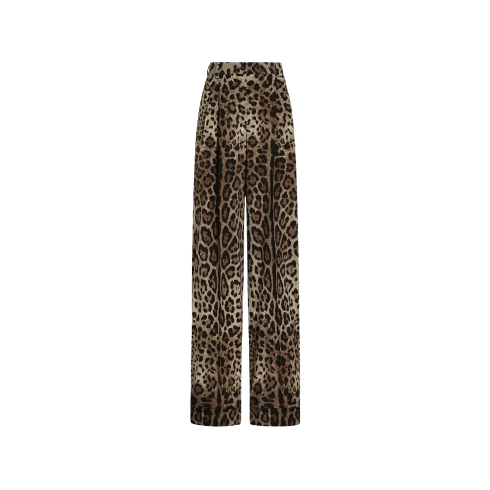 DOLCE & GABBANA | Leo-print stretch wool wide-leg trousers | female | 42 - Image 3