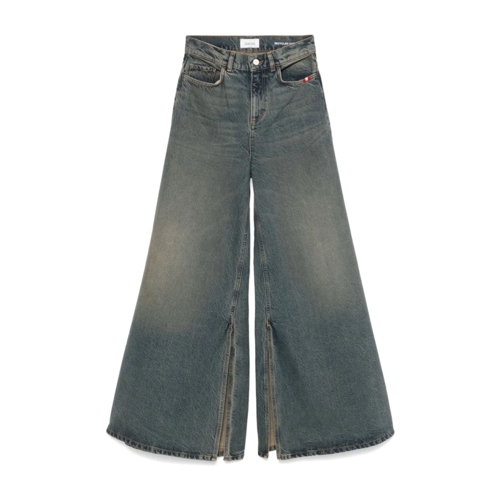 Amish Blauwe Denim Wide Leg Jeans Blue Dames