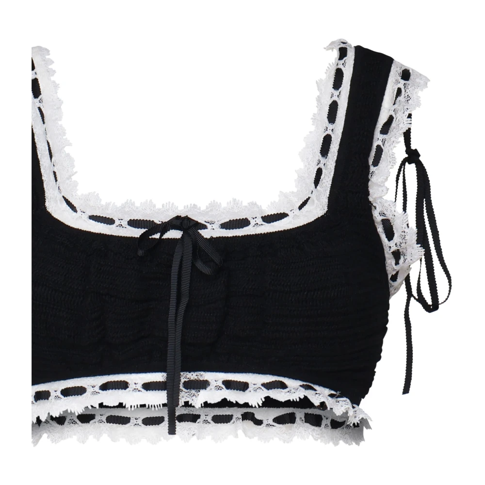 For Love & Lemons Gerimpelde Strap Crop Top Black Dames