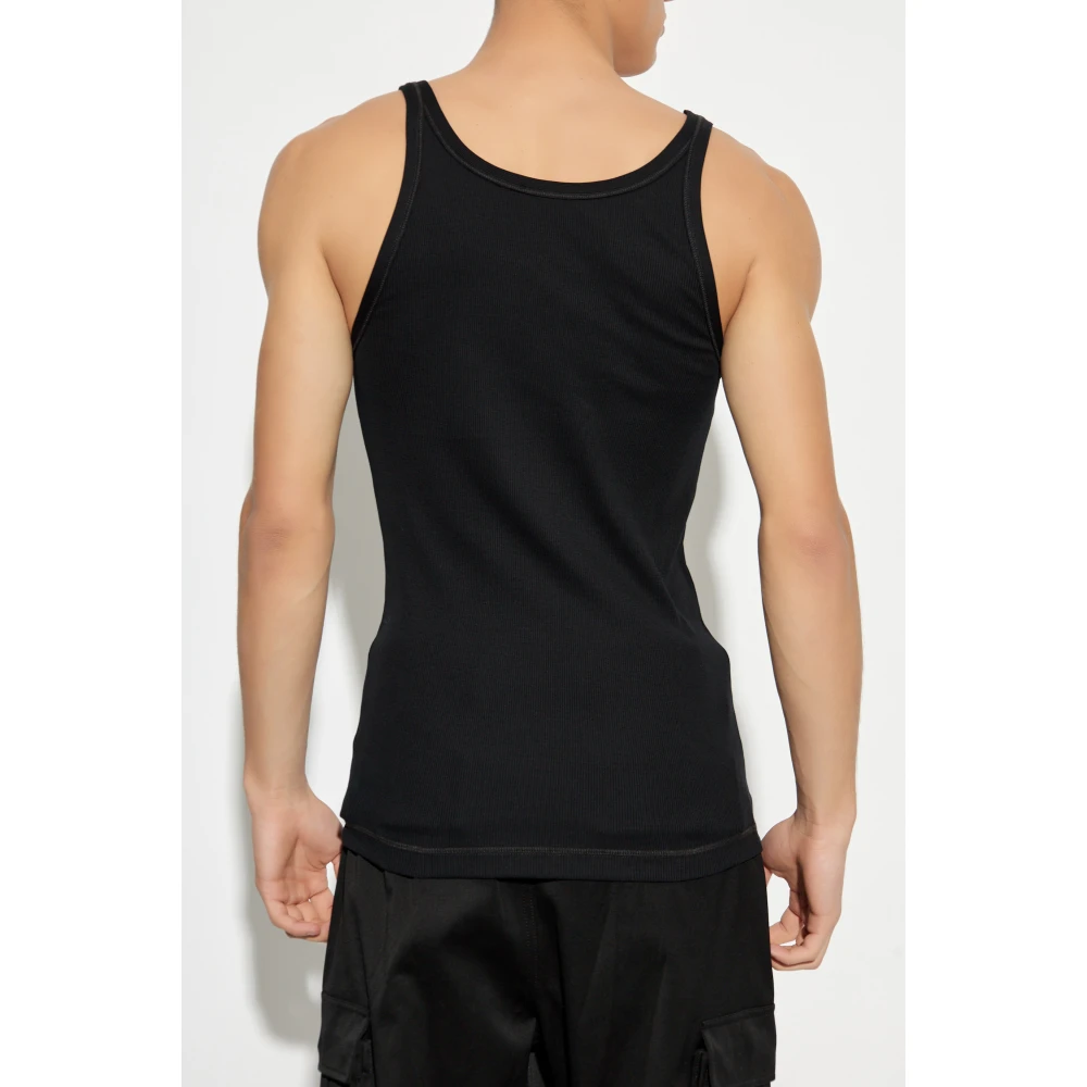 Dolce & Gabbana Geribbelde mouwloze t-shirt Black Heren