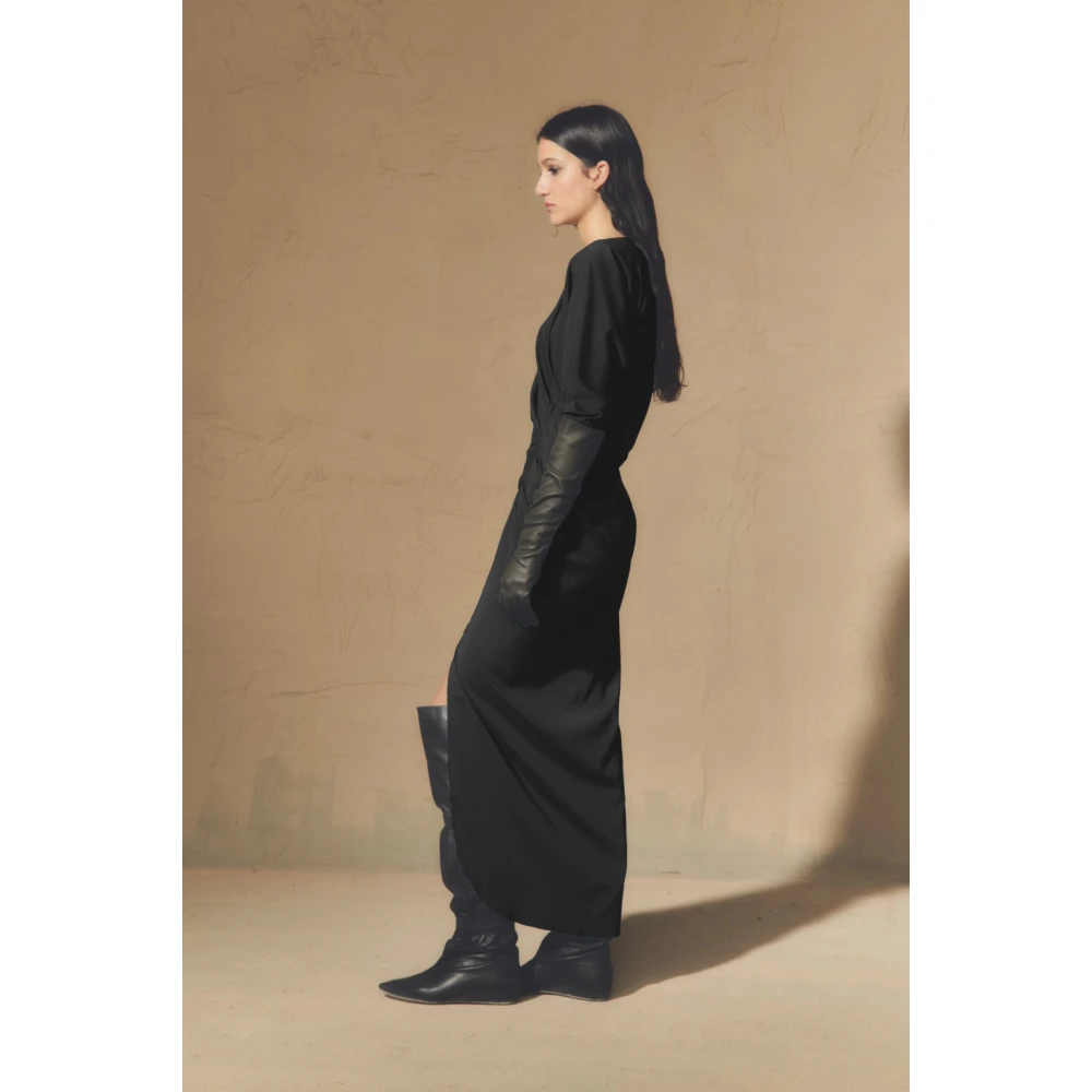 Cortana Zijden en maagdelijke wollen jurk Black Dames