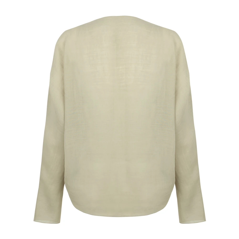 Cortana Yo top in saliegroen ramie Green Dames