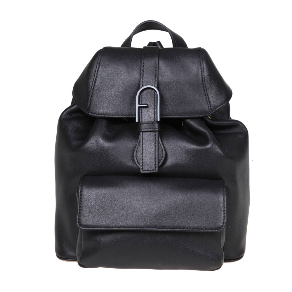 Sac dos en cuir noir avec bretelles r glables Furla Femme