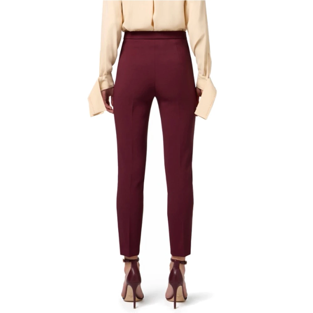 Elisabetta Franchi Logo Rivet Stretch Crepe Enkellange Broek Red Dames