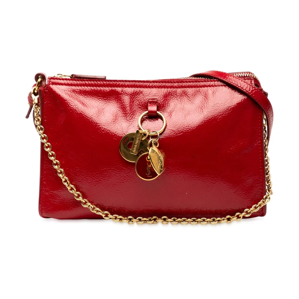 Saint Laurent Vintage Women's Red Pre-Owned Chain Detail Shoulder Bag